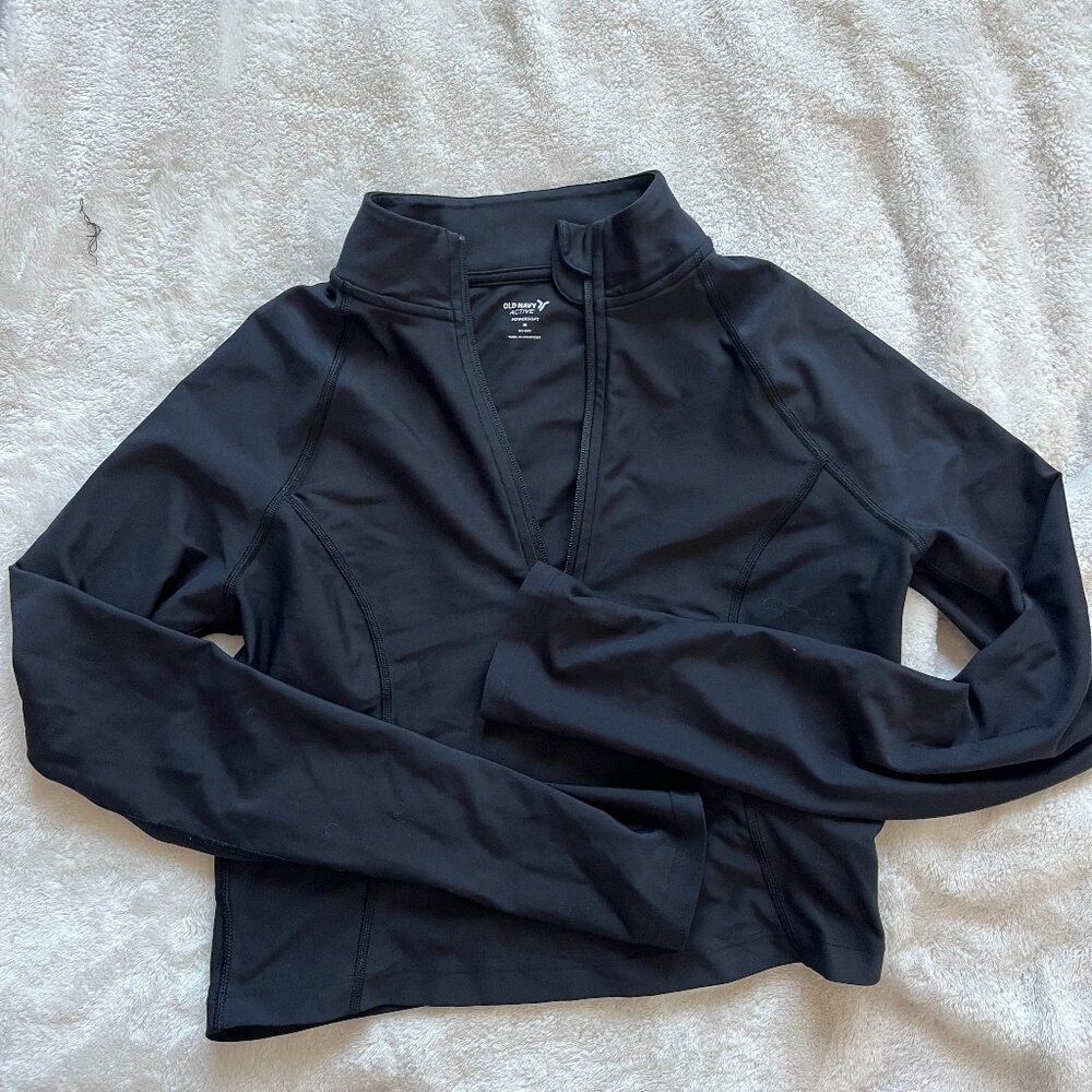 Black Cropped Full Zip Jacket